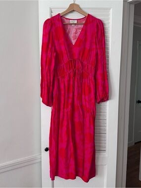 Kate Spade x Target Floral Pink and Ted Tie-Waist Midi Dress